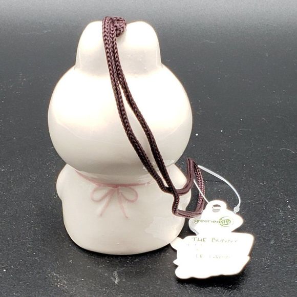 Green Earth Baby Bells Decorative Porcelain White Bunny Hanging Bell Figurine - Picture 11 of 14